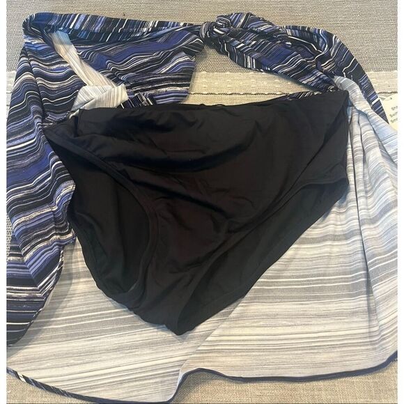 Contours by Coco Reef Womens Striped Sarong Swim Bottom Separates Black S - Picture 4 of 5